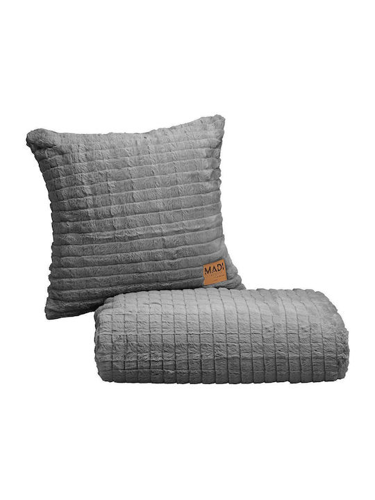 Madi Rays Ριχτάρι Πολυθρόνας Γούνινο 180x180εκ. Grey 21509-00