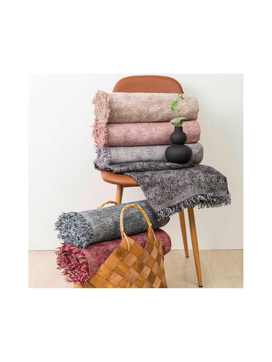 Borea Gemma Three-Seater Sofa Throw Chenille 180x300cm Dusty Pink