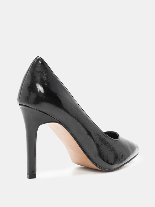 Luigi Synthetic Leather Pointed Toe Black High Heels