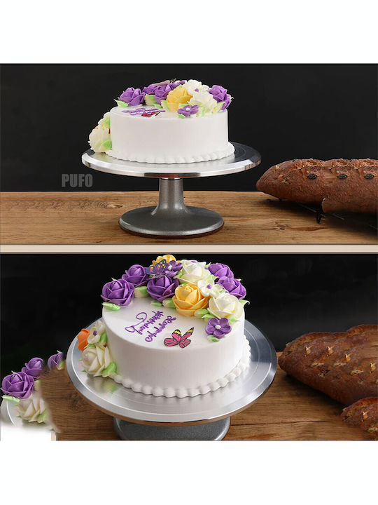 Professional Rotating Decorative Platter Pufo Cake In Stainless Steel Cake Presentation Decoration 30 Cm