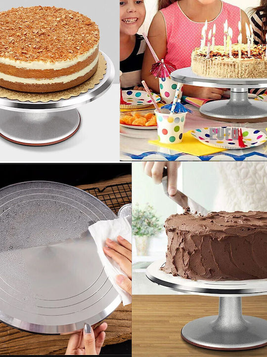 Professional Rotating Decorative Platter Pufo Cake In Stainless Steel Cake Presentation Decoration 30 Cm