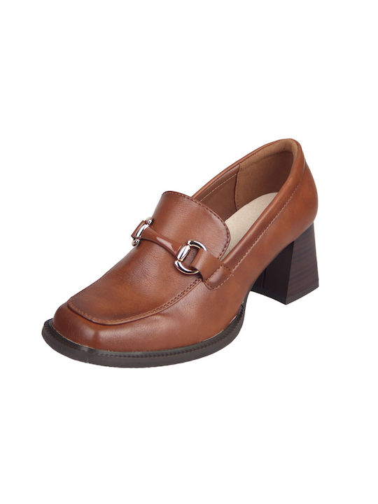 Envie Shoes Synthetic Leather Tabac Brown Heels