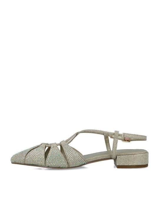 Pumps mit Riemen & Niedriges Absatz Goldene 24834-Gold