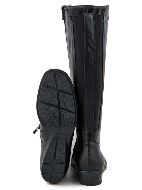 Leder Damenstiefel Schwarz