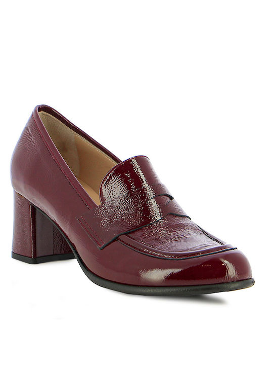Leder Damen Mokassins in Burgundisch Farbe
