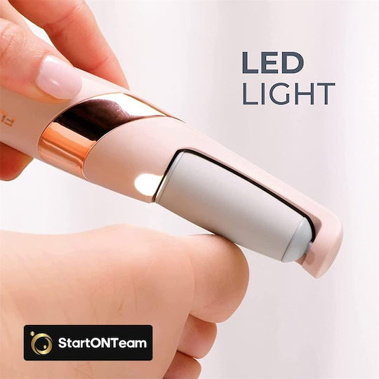 Pilă Electrică Profesională Baterie Călcâie Piele Crăpată 4 Capete Lumină LED 2 Viteze Multicolor Roz