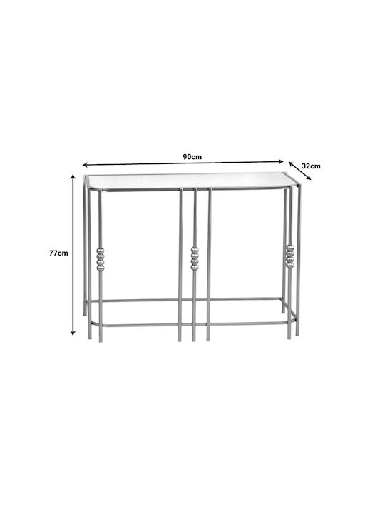 Emiliane Console Table Metal with Glass Surface Gold L90xW32xH77cm