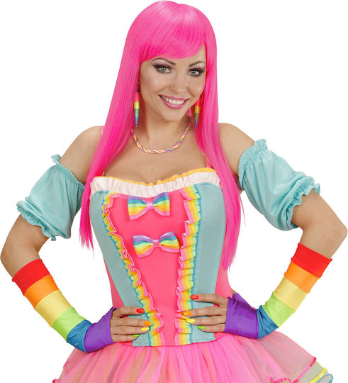 Accessoires Satin Fingerlose Handschuhe Regenbogen 33cm
