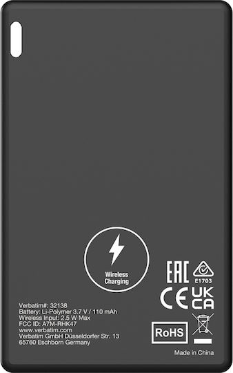 Verbatim Mein Finder Card Kompatibel mit Apple Find My Schwarz Wiederaufladbare Batterie