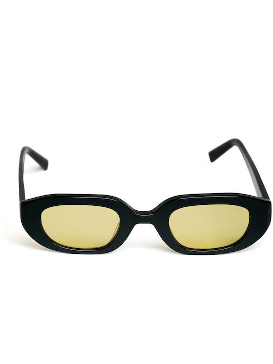 AV Sunglasses Women's Sunglasses with Black Plastic Frame and Yellow Lens 117-Paris Black/Yellow