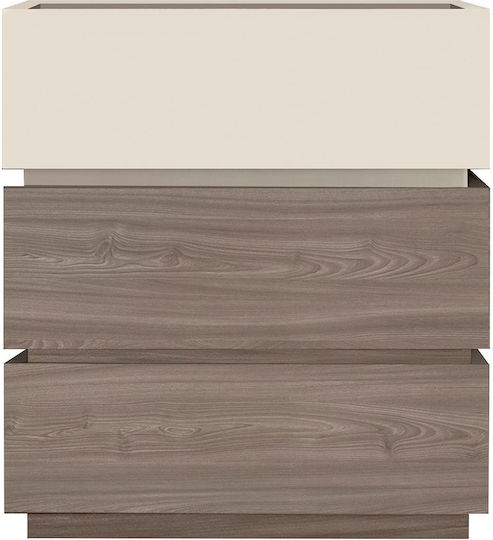 Συρταριέρα Креватокамарас Дървена Vanity с 3 чекмеджета Sonoma Oak & Cream 60x40x66бр
