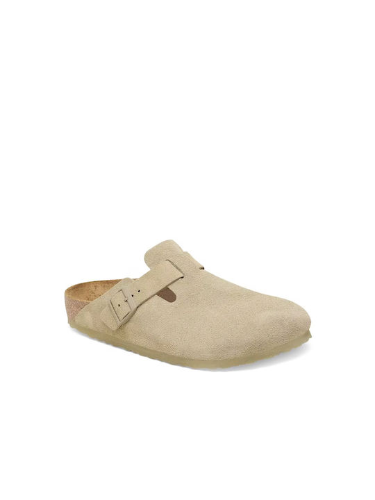 Birkenstock Boston Bs Γυναικεία Δερμάτινα Ανατομικά Σαμπό Πράσινα