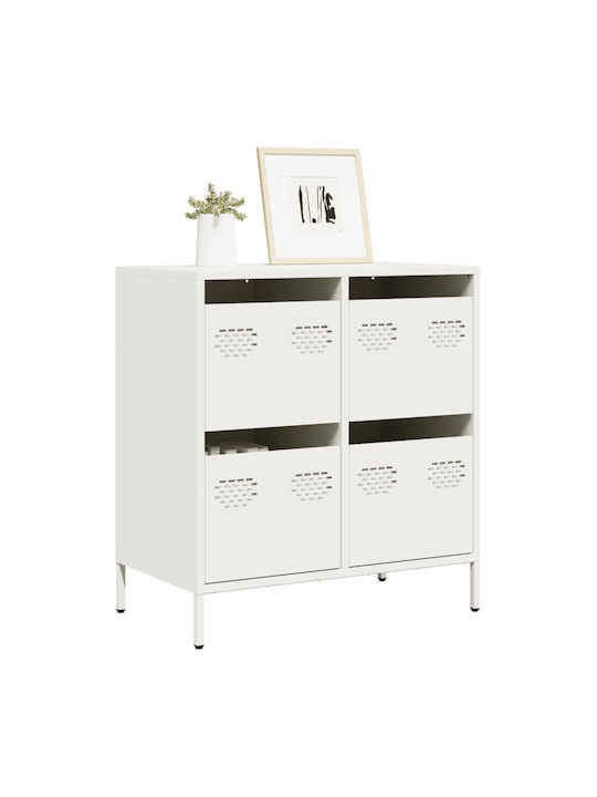 Sideboard made of Metal with Drawers White 68x39x73.5cm