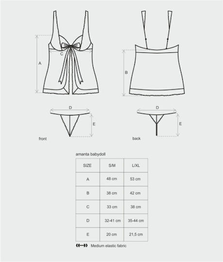 Obsessive Amanta Sexy Babydoll Μαύρο