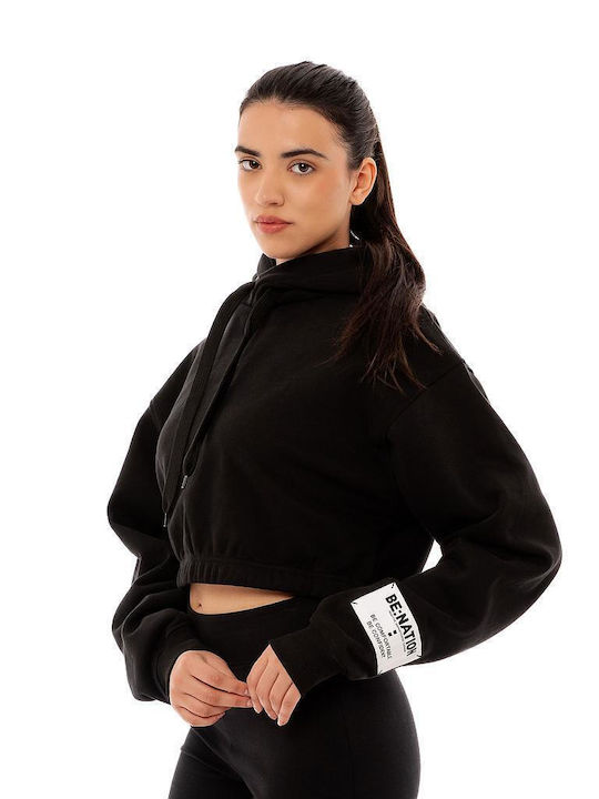 Be:Nation Women's Cropped Hooded Sweatshirt Black