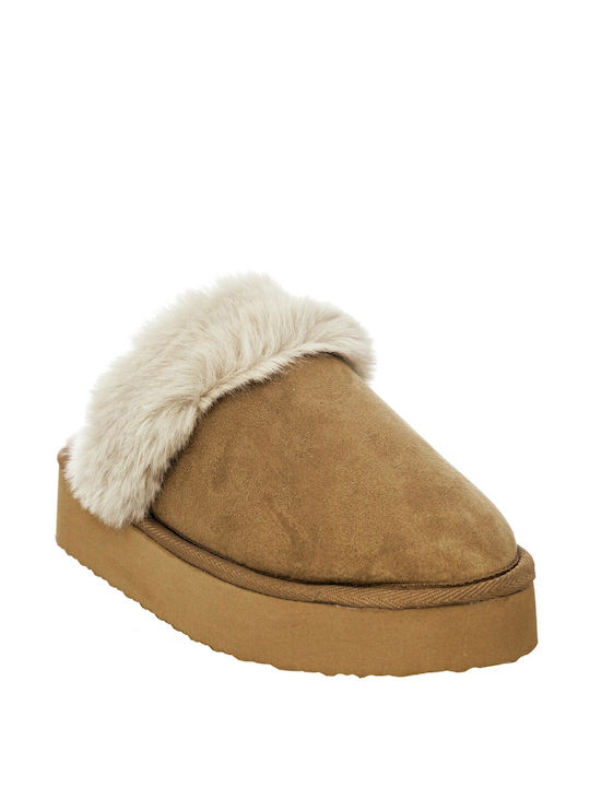 Adam's Shoes Winter Women's Slippers in Brown color