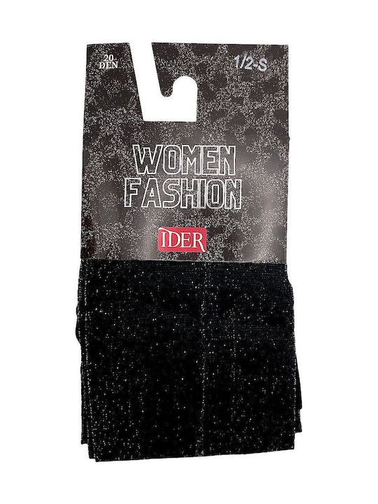 Women's Pantyhose Opaque 20 Den Black with Print