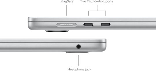 Apple MacBook Air 15" (2024) 15.3" IPS Retina Display (M3-8-Core/24GB/512GB SSD/10-Core GPU) Silver (GR Keyboard)