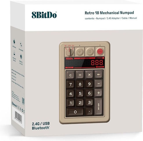 8Bitdo Ασύρματο Bluetooth Αριθμητικό Πληκτρολόγιο Λευκό