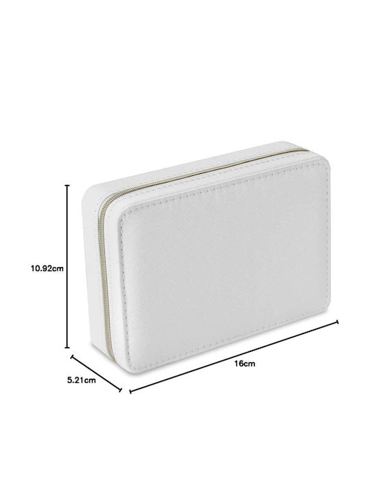 Jewellery Box Storage Case Travel PU Leather Earrings Rings Necklaces Watches White
