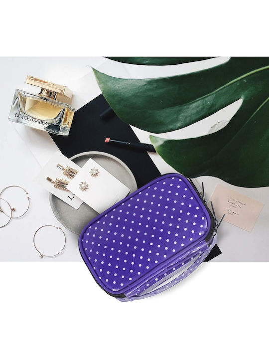 Schmuckkästchen Reiseaufbewahrung Etui Lila Polka Dot Nylon