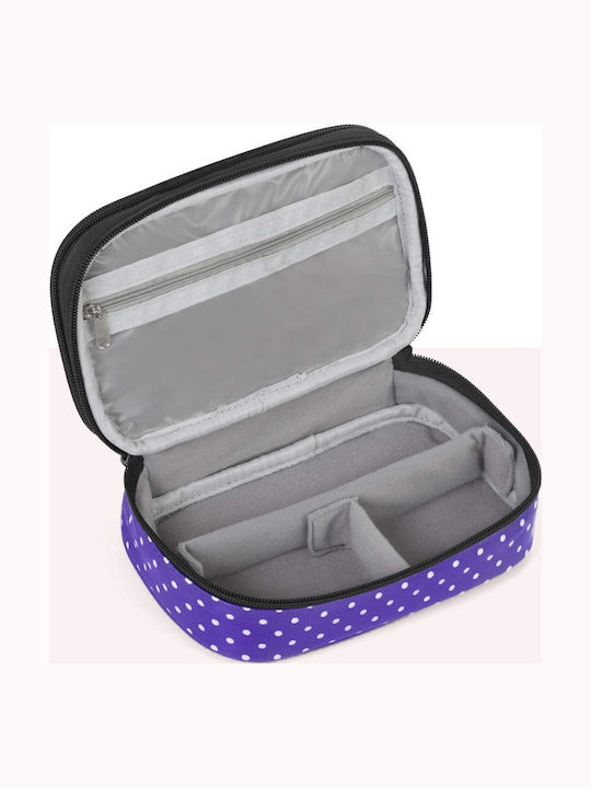 Schmuckkästchen Reiseaufbewahrung Etui Lila Polka Dot Nylon