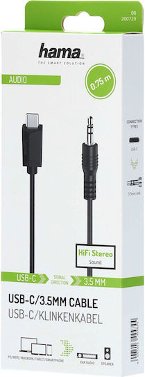 HAMA USB 2.0 Кабел USB-C Мъжки - 3,5 мм Черен 0,75 м 00200729