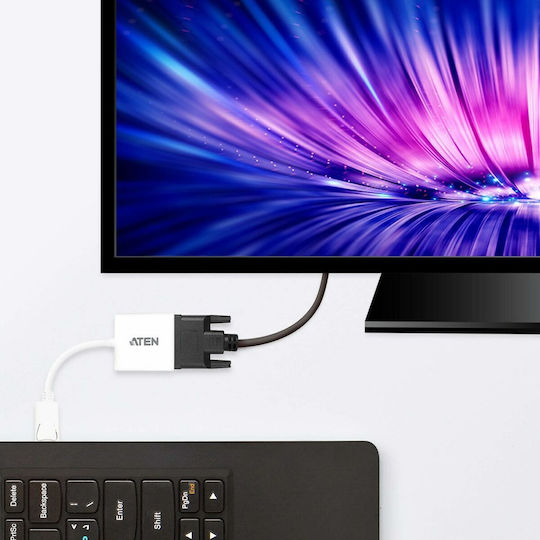 Aten Convertor DisplayPort masculin în DVI-I feminin Alb 1buc VC965-AT