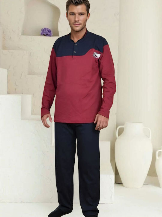 Rimoli Men's Winter Cotton Pajamas Set Bordeaux