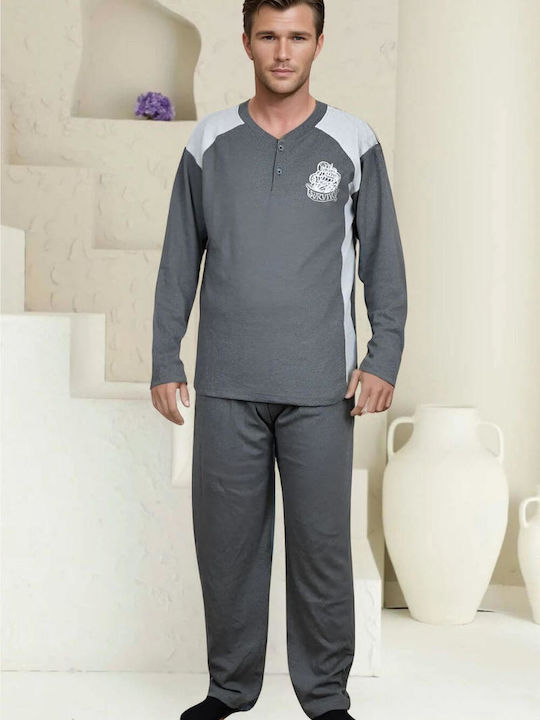 Rimoli Men's Winter Cotton Pajamas Set Charcoal