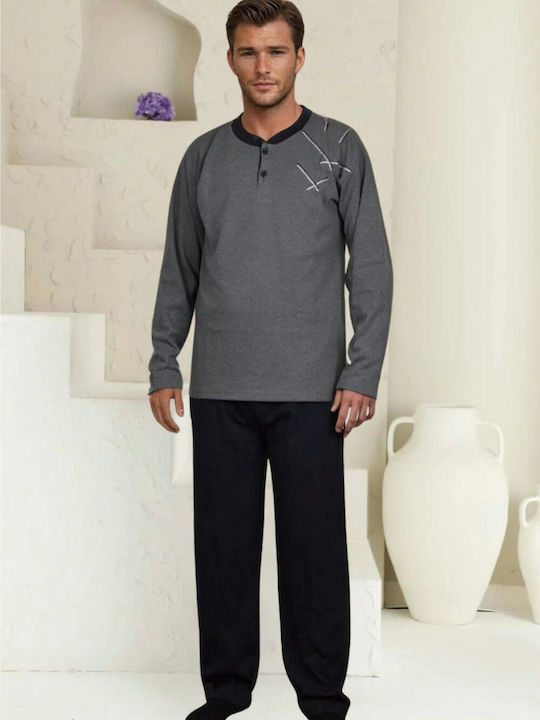 Rimoli Men's Winter Cotton Pajamas Set Charcoal