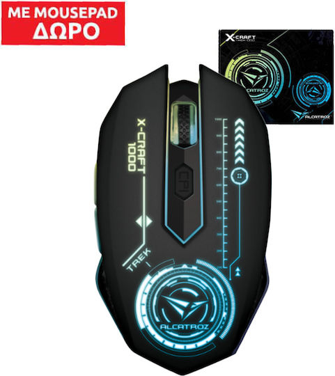 Alcatroz X-Craft Trek 1000 RGB Gaming Mouse 3200 DPI Black