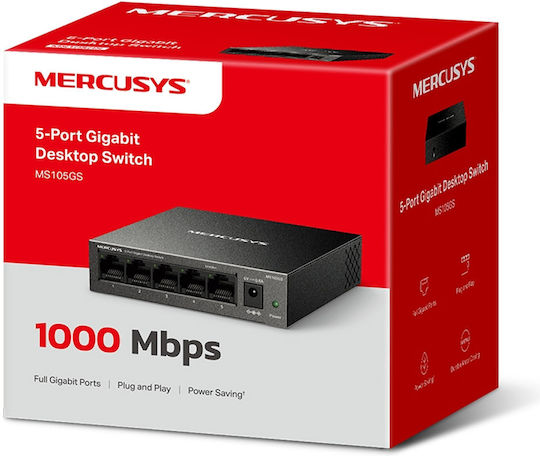 Mercusys MS105GS v1 Unmanaged L2 Switch με 5 Θύρες Gigabit (1Gbps) Ethernet