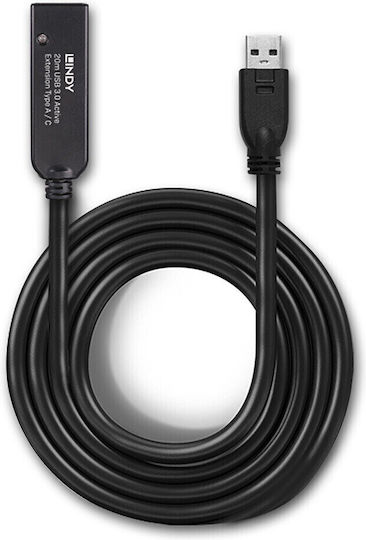 Lindy USB 3.0 Cablu USB-A - USB-C female Negru 20m 43375