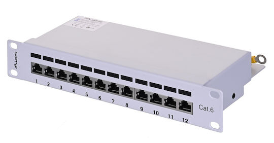 Lanberg Patch Panel Shielded για Rack 1U 10" 12 Θυρών cat6 Γκρι