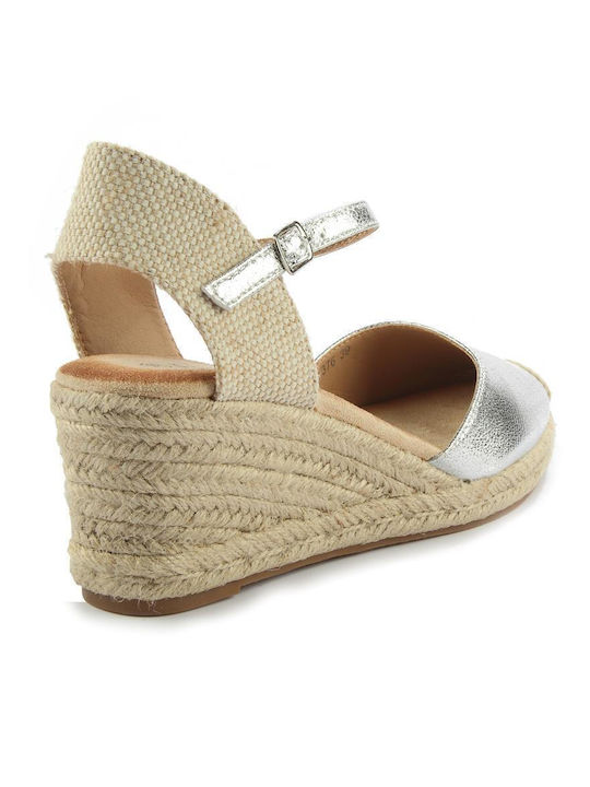 Platforme Dama În Tip Espadrile Argintii