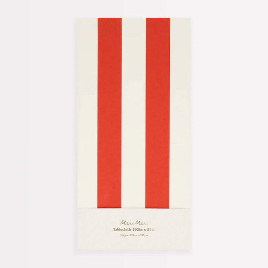 Papiertischdecke Rot-Weiß Gestreift 2,6 x 1,4m Meri Meri