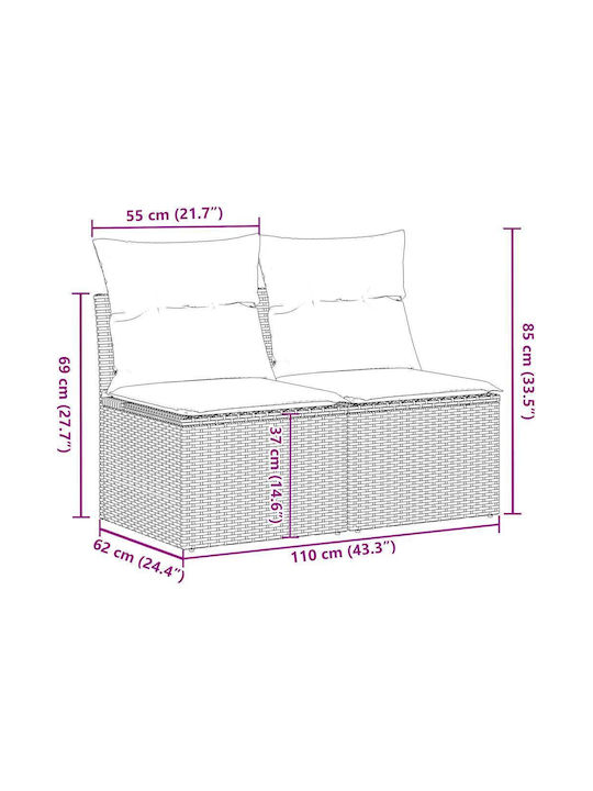 Canapea Cu Patru Locuri De Exterior Din Rattan Cu Perne 55x55x69cm