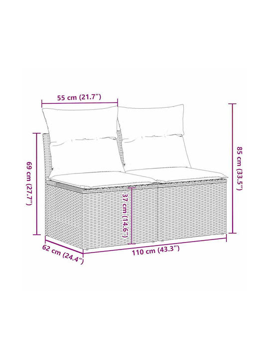 Canapea Cu Patru Locuri De Exterior Din Rattan Cu Perne 55x55x69cm