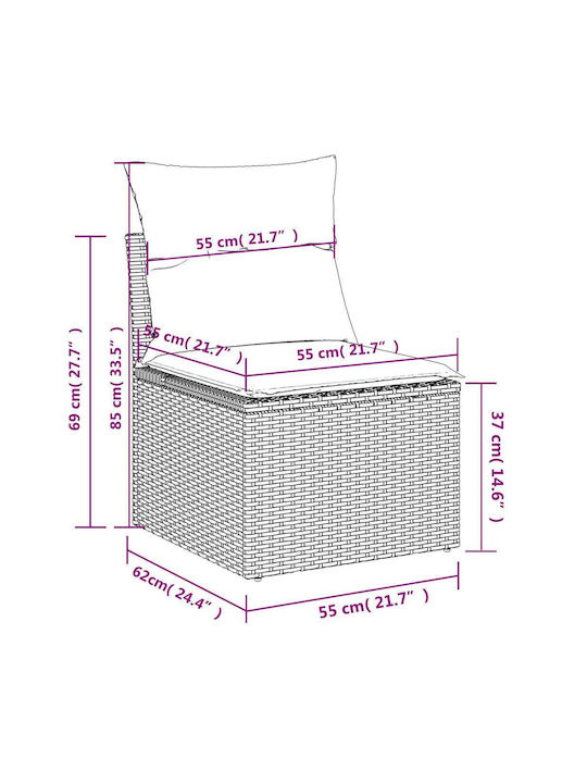 Canapea Cu Patru Locuri De Exterior Din Rattan Cu Perne 55x55x69cm