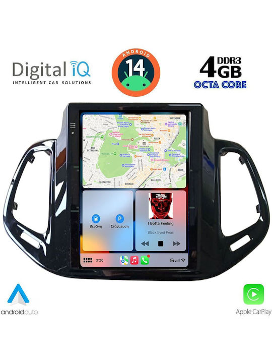 Digital IQ Car Audio System for Jeep Compass 2017-2021 (Bluetooth/USB/WiFi/GPS/Apple-Carplay/Android-Auto) with Touch Screen 9.7"