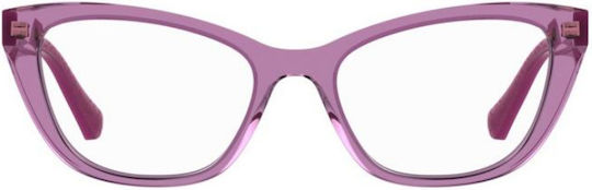 Moschino Plastic Eyeglass Frame Butterfly Purple MOL636 MU1