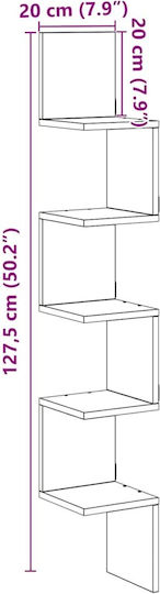 Eckiges Wandregal Braune 20x20x127,5cm