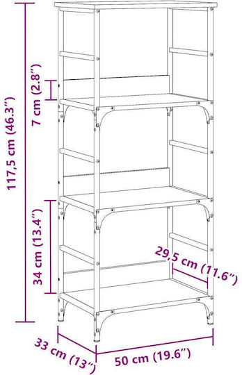 Brown Bookcase 50x33x117.5cm