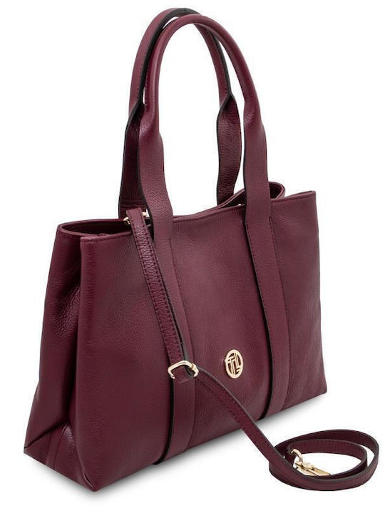 Geantă Shopper Dama Din Piele Burgundia