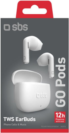 SBS GO Pods Earbud Bluetooth Handsfree Earphones with Charging Case White