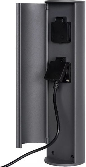 Lucide Lightning Doppelsteckdose Wasserdicht Bodensteckdose mit Deckel Grau