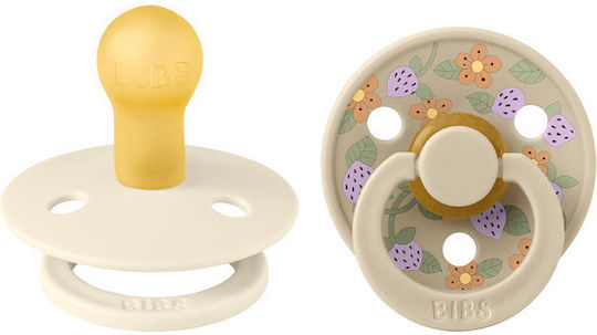 Bibs Pacifiers Rubber Liberty - Strawberries Cream Ivory for 6+ months 2pcs