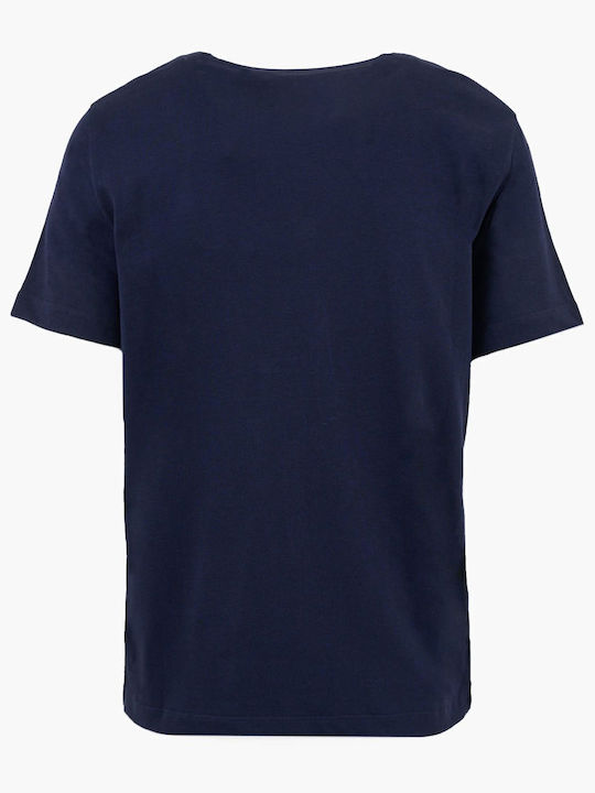 Archive Shield Women's Blouse Cotton with Straps & V Neckline Checked Navy Blue