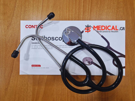 Contec SC12 Black Mirror Finish Cardiology Single Head Stethoscope Black